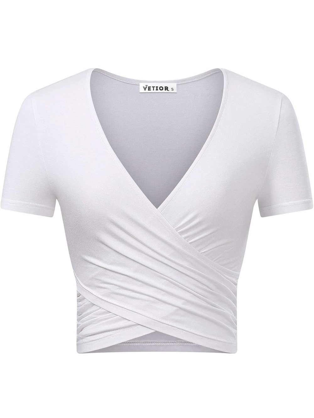 White Wrap Front Short Sleeve Top - NWT